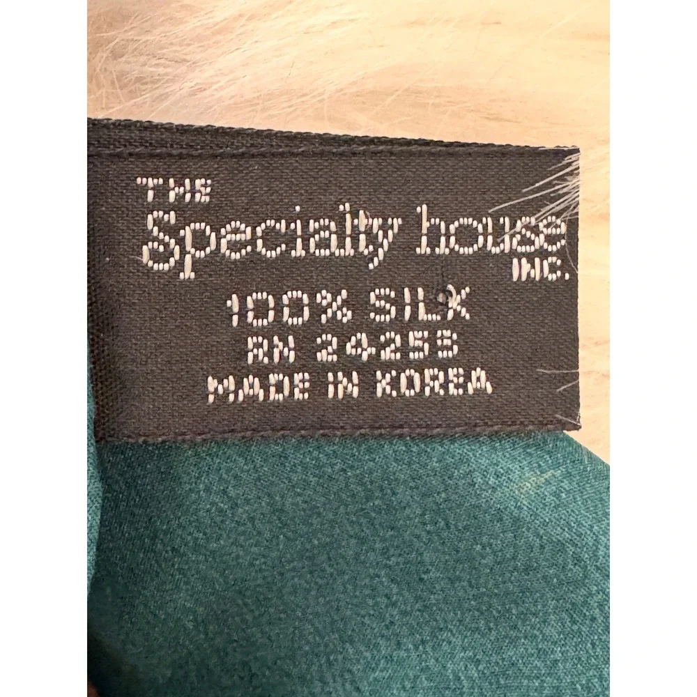 Specialty House Inc Vintage 100% Silk Scarf Teal Purple Floral Baroque Square